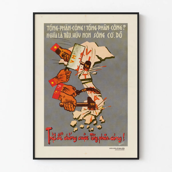 Vintage Vietnamese Poster - Revolutionary Wall Decoration