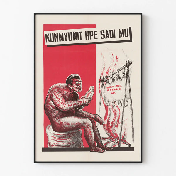 Vintage Anti-Communist Propaganda Poster in Red and Black