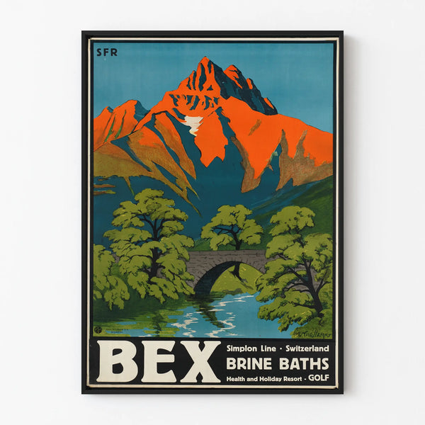 Vintage wall decoration poster Bex Brine Baths Switzerland