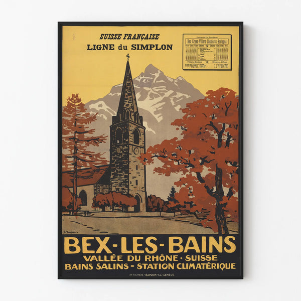 Vintage poster Bex-les-Bains Rhône Valley Switzerland wall decoration