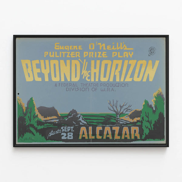 Vintage Poster Beyond the Horizon - Theater Wall Decoration — framed artwork on a wall