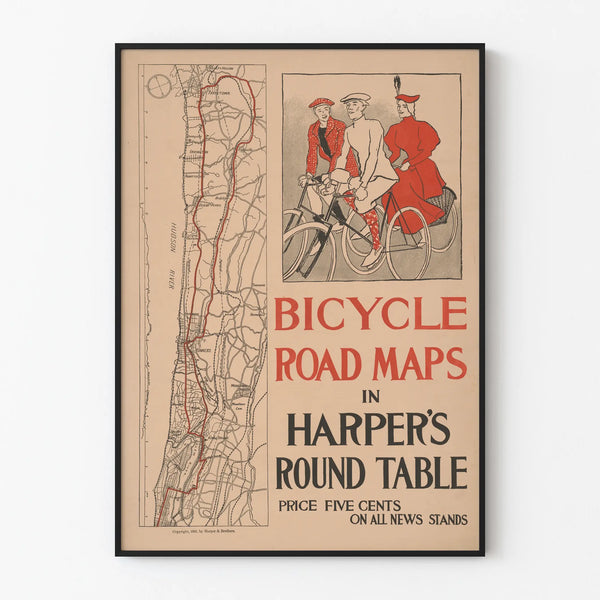 Vintage Poster Harper's Round Table Cycling Map