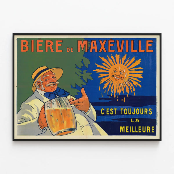Vintage Beer Poster of Maxéville - Retro Wall Decoration — framed artwork on a wall