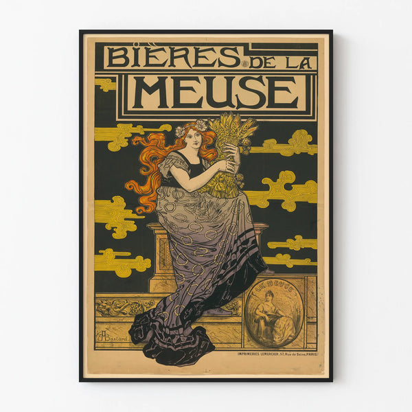 Vintage poster of Meuse beers for wall decoration