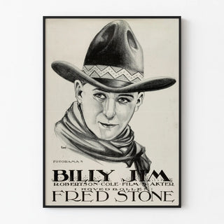 Vintage Billy Jim style Western poster in black and white