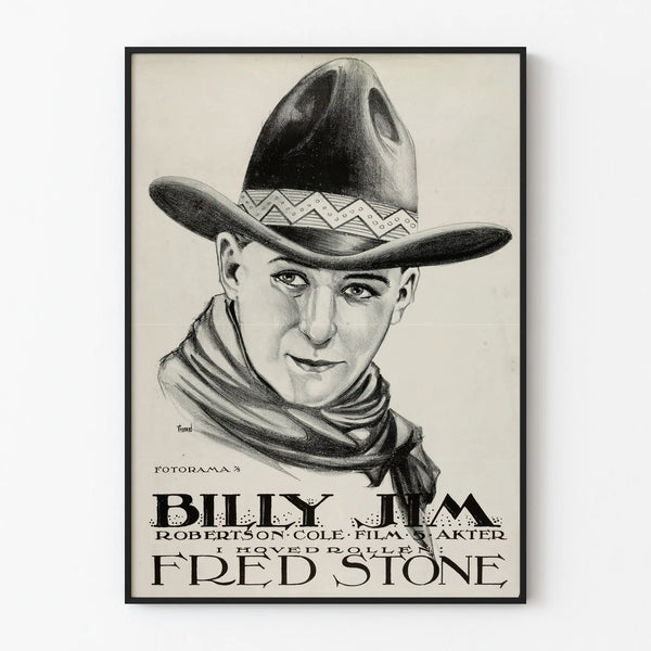 Vintage Billy Jim style Western poster in black and white