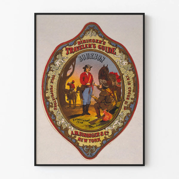 Vintage Decorative Poster Bininger's Traveler's Guide Bourbon
