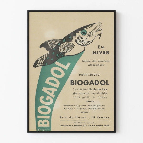 Vintage Poster Biogadol - Cod Liver Oil for Vitamin Deficiency