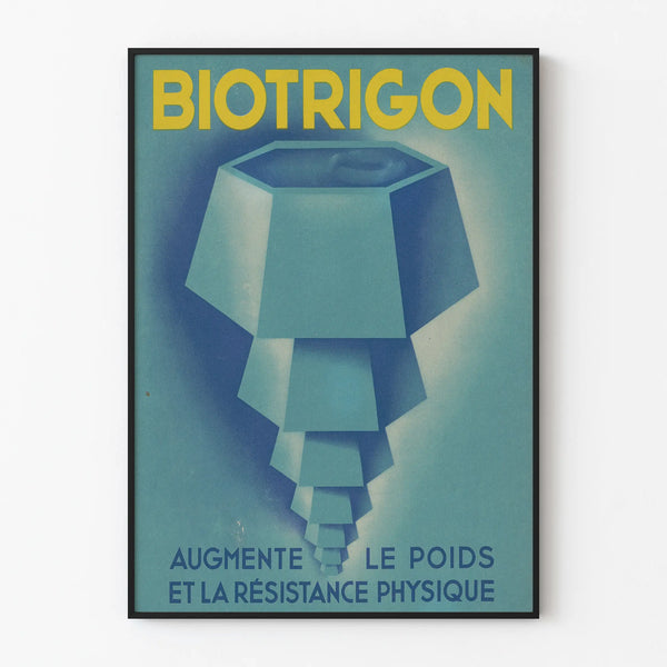 Vintage Biotrigon Poster – Retro Wall Decoration in Blue