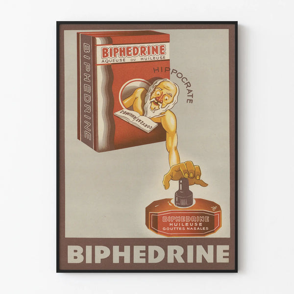 Vintage Advertising Poster BIPHEDRINE Nasal Drops