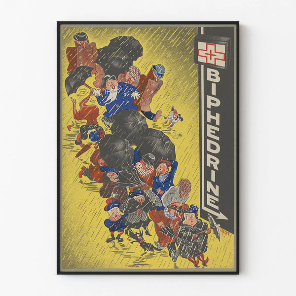 Vintage poster Biphedrine wall decoration humorous rainy