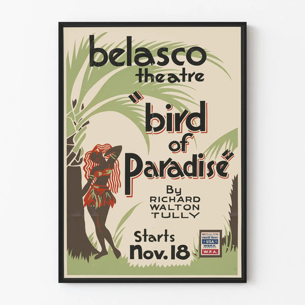 Vintage Bird of Paradise decorative poster