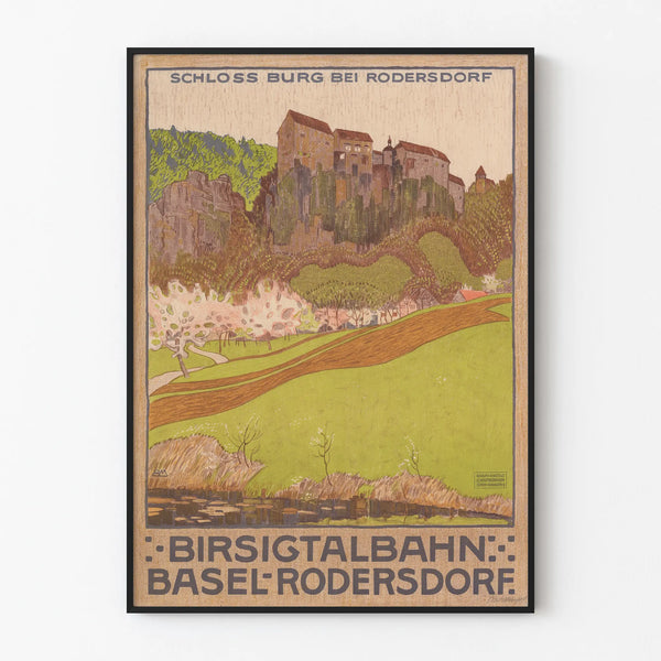 Vintage Poster of Burg Castle near Rodersdorf - Wall Decoration Birsigtalbahn Basel-Rodersdorf
