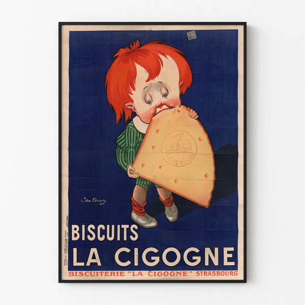 Vintage Poster of La Cigogne Biscuits for Wall Decoration
