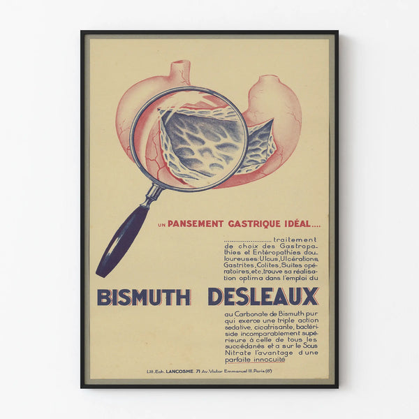 Vintage Medical Poster Bismuth Desleaux - Retro Scientific Wall Decoration
