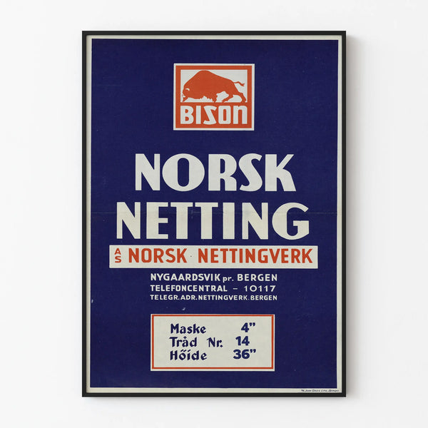 Vintage Bison Norsk Netting Poster - Industrial Wall Decoration