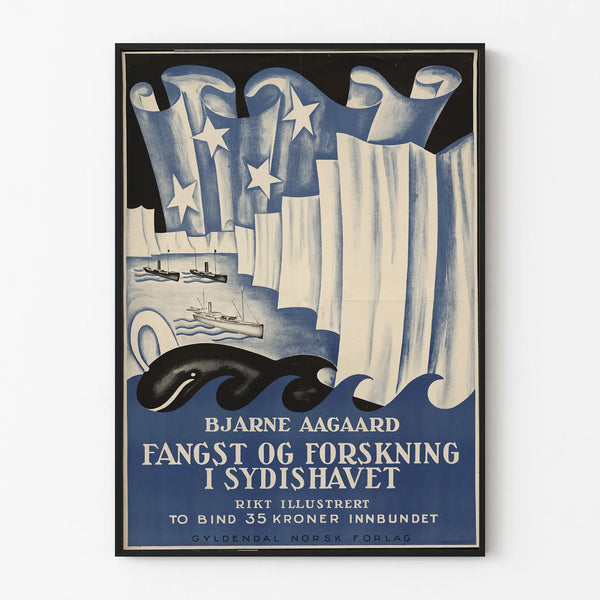 Vintage poster of fishing and marine research in the South Sea