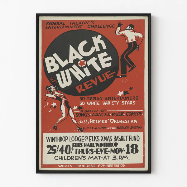 Vintage Black and White Revue Poster - Retro Wall Decoration