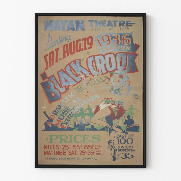 Vintage Wall Decoration Poster for Black Crook Theatre 1936