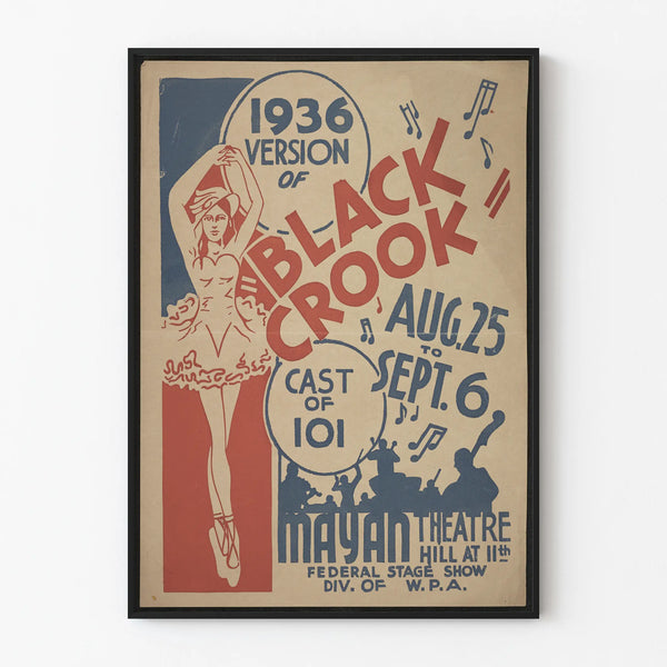 Vintage Black Crook 1936 Poster for Wall Decoration