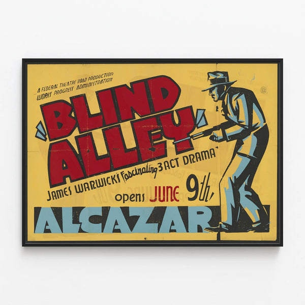 Vintage Poster Blind Alley - Retro Theater Wall Decoration — framed artwork on a wall