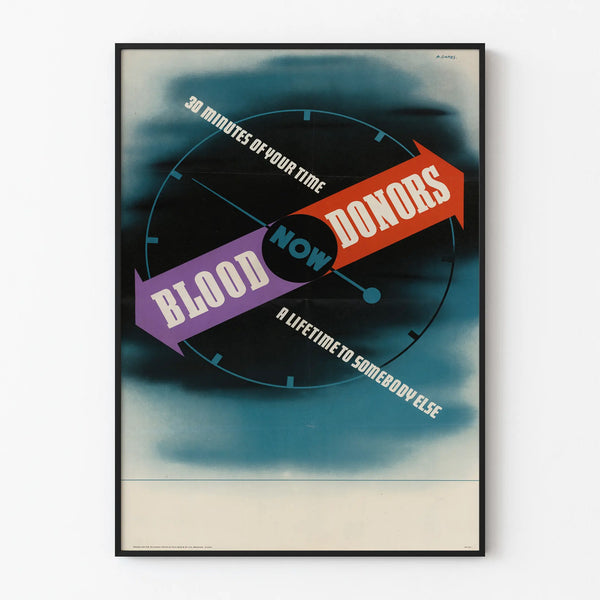 Vintage blood donation poster: 30 minutes of your time