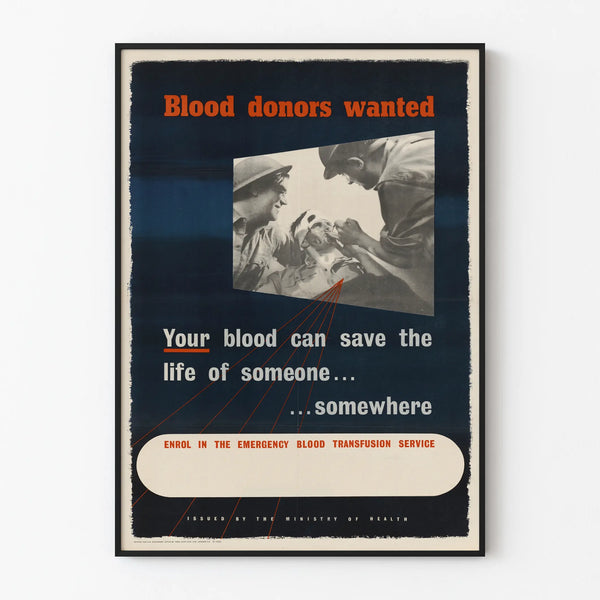 Vintage Poster Blood Donation - Your Blood Can Save a Life