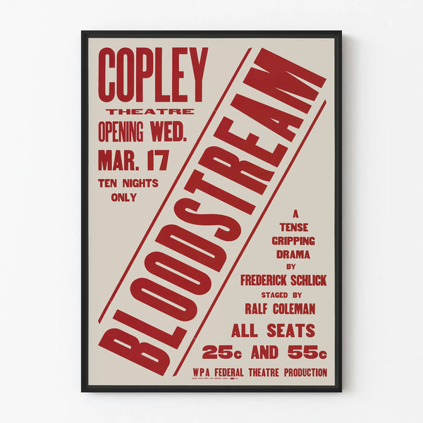Vintage Theater Poster Bloodstream in Red and White
