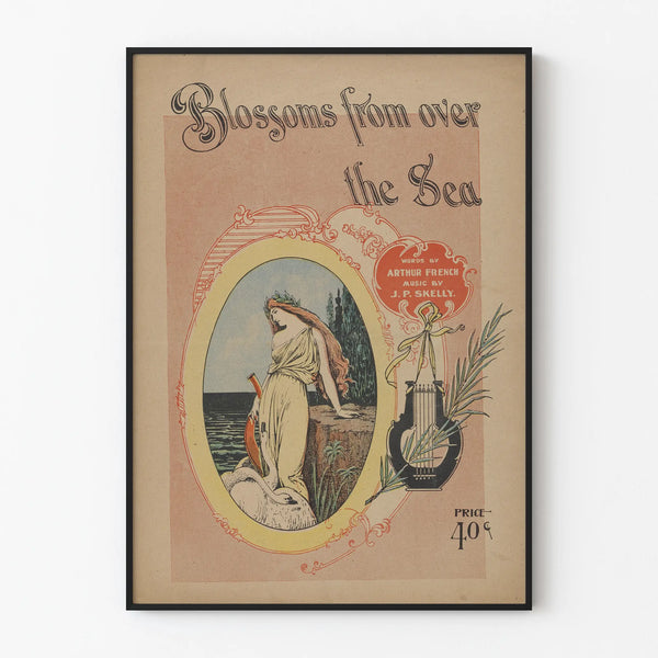 Vintage poster Blossoms from Over the Sea for wall decoration