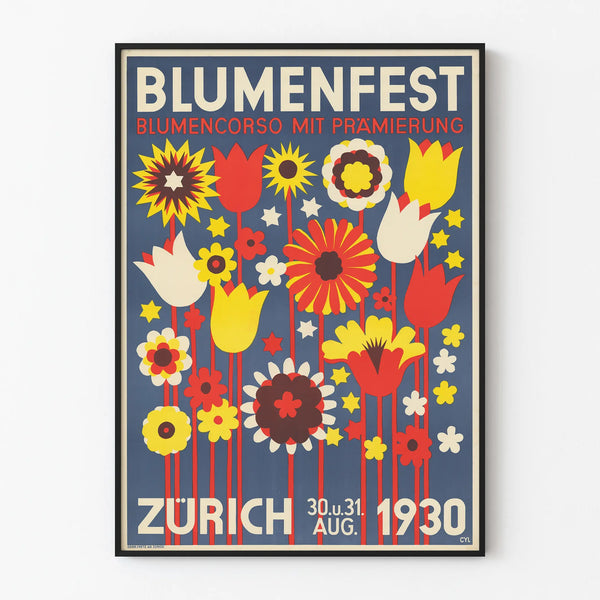 Vintage wall decoration poster Blumenfest Zurich 1930