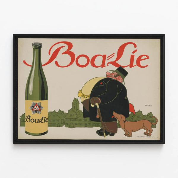 Vintage BoaLie Poster - Antique Drink Wall Decoration — framed artwork on a wall