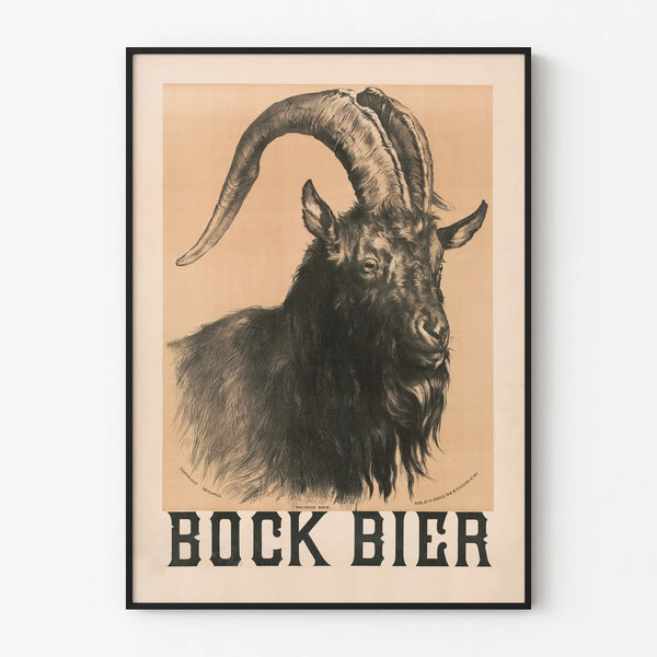 Vintage Bock Beer poster with goat portrait