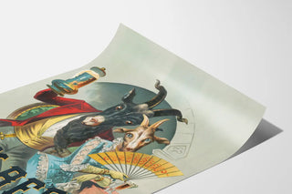 Vintage Bock Beer poster with costumed goats
