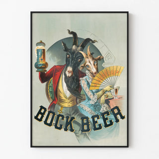 Vintage Bock Beer poster with costumed goats