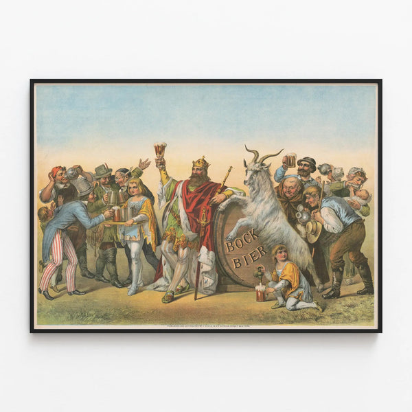 Vintage Bock Beer Poster - Traditional Brewery Wall Decoration — framed artwork on a wall