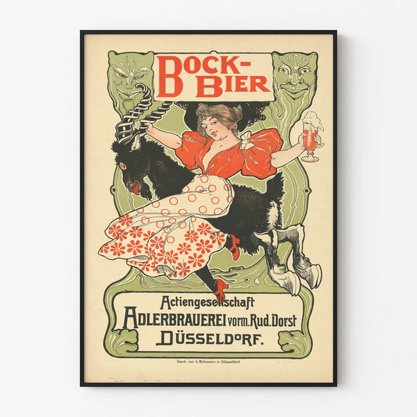 Vintage poster Bock Beer Adlerbrauerei Düsseldorf