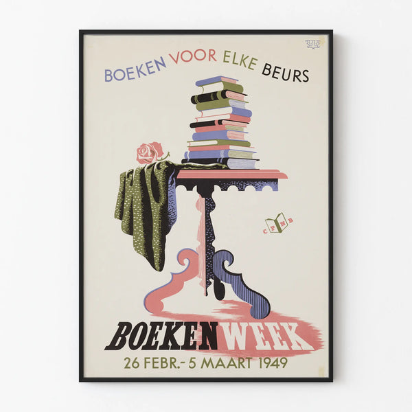 Vintage poster Boekenweek 1949 wall decoration books
