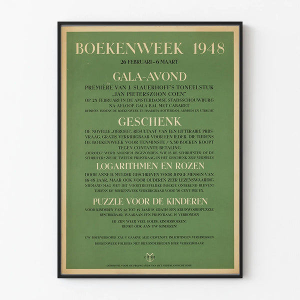 Vintage Boekenweek Poster 1948 - Cultural Wall Decoration