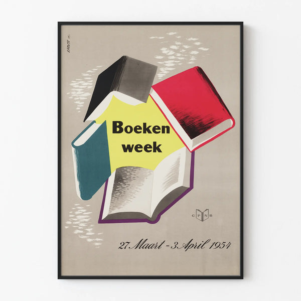 Poster Boekenweek 1954 - Vintage book-themed wall decoration