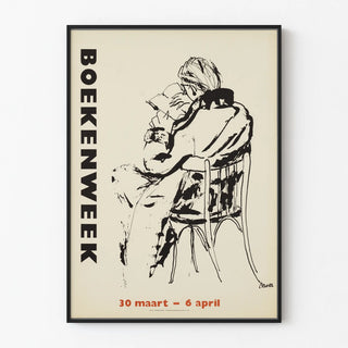 Decorative Poster Boekenweek March 30 – April 6 in Black and White