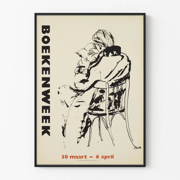 Decorative Poster Boekenweek March 30 – April 6 in Black and White