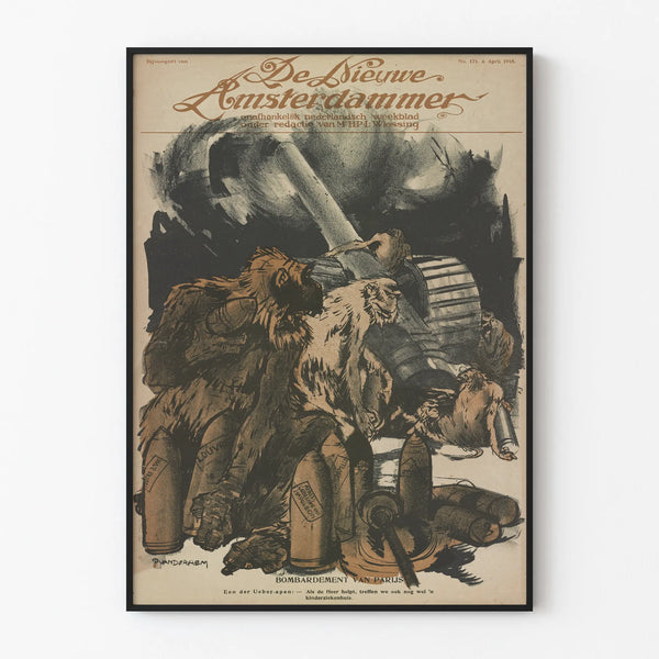 Vintage Poster of the Bombing of Paris - Historical Illustration for Wall Decoration