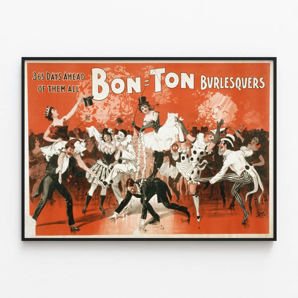 Vintage Burlesque Poster Bon-Ton for Wall Decoration — framed artwork on a wall