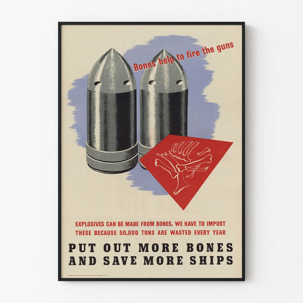 Vintage poster on bone recycling for explosive production