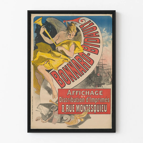 Decorative poster Bonard-Bidault with angel and trumpet vintage