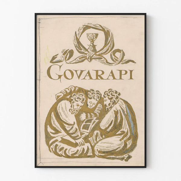 Vintage-style decorative poster with illustrated scene and lettering GOVARAPI