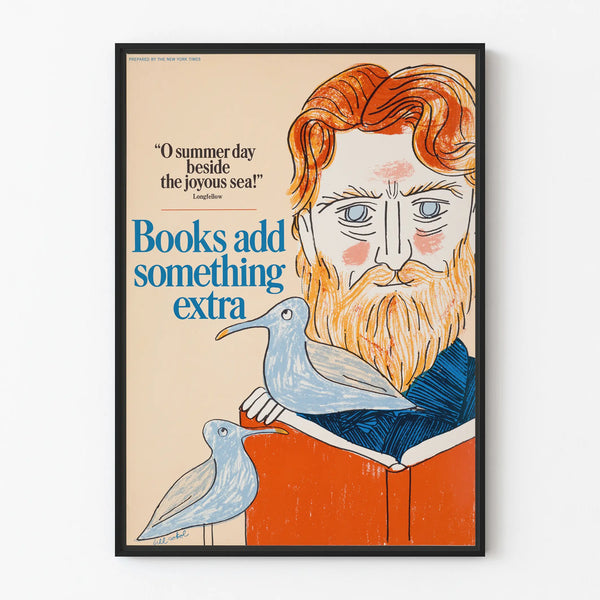 Vintage Books Poster Add Something Extra - Literary Wall Decoration