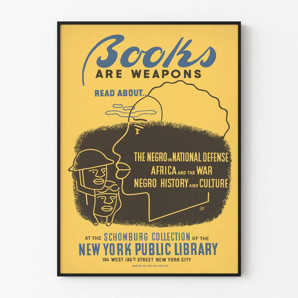 Vintage Poster Books Are Weapons - Retro Wall Decoration Library New York