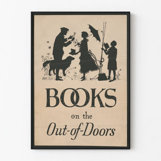 Vintage poster Books on the Out-of-Doors in black silhouette