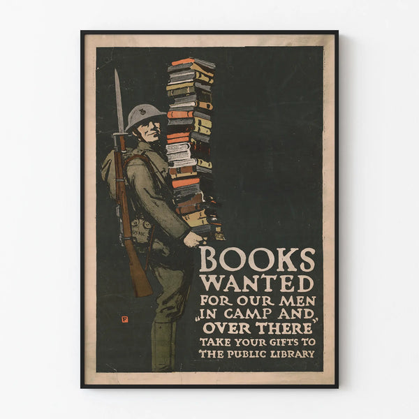 Vintage poster Books Wanted for military wall decoration